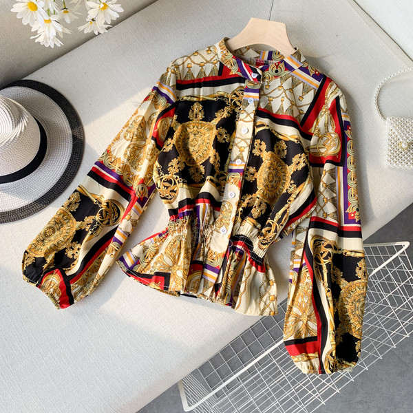 Cămașă de damă elegantă cu mâneci lungi și elastic în mai multe culori