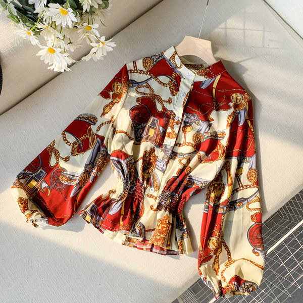 Cămașă de damă elegantă cu mâneci lungi și elastic în mai multe culori