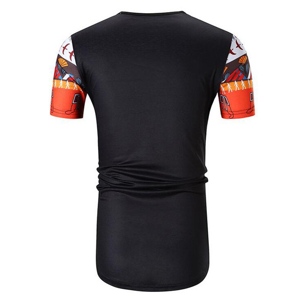 Tricou lung pentru bărbați cu mâneci scurte și buzunar în două culori și model