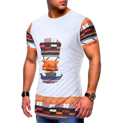 Tricou lung barbatesc cu maneca scurta in doua culori si model