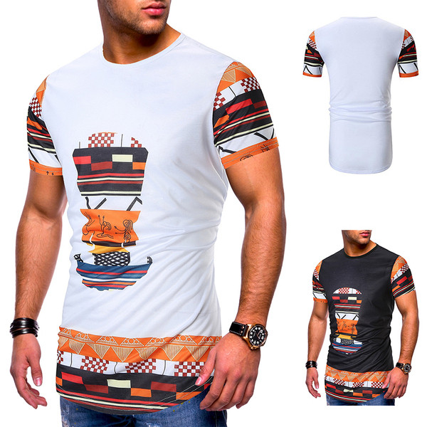 Tricou lung barbatesc cu maneca scurta in doua culori si model