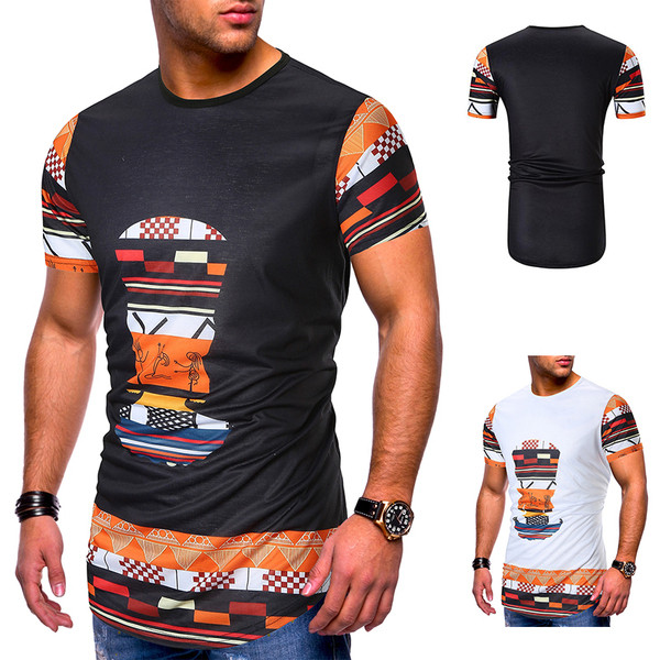 Tricou lung barbatesc cu maneca scurta in doua culori si model