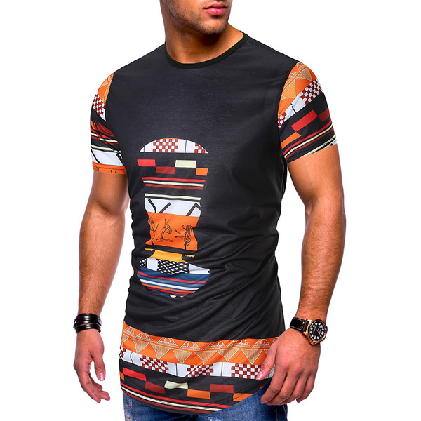 Tricou lung barbatesc cu maneca scurta in doua culori si model