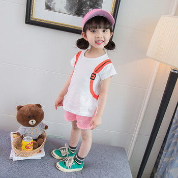 Модерна детска тениска за момичета-в бял цвят с апликация