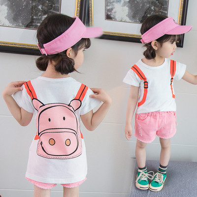 Tricou pentru copii modern pentru fete - alb cu aplicatie