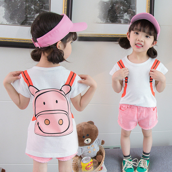 Tricou pentru copii modern pentru fete - alb cu aplicatie