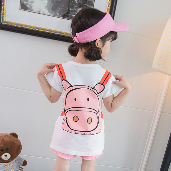 Tricou pentru copii modern pentru fete - alb cu aplicatie