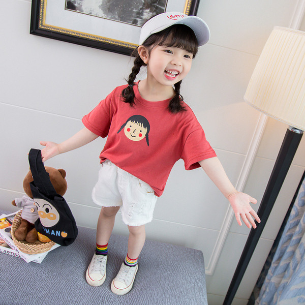 Tricou zilnic pentru copii pentru fete - in doua culori cu aplicatie