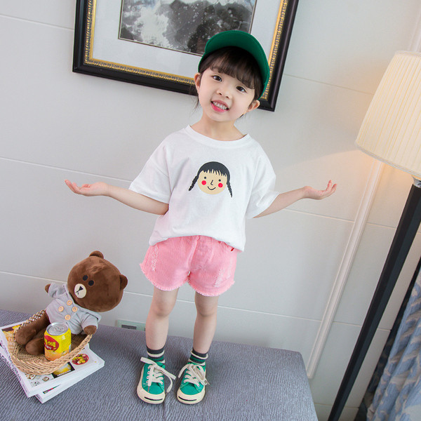 Tricou zilnic pentru copii pentru fete - in doua culori cu aplicatie