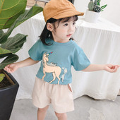 Tricou modern pentru fete pentru copii - in alb si albastru