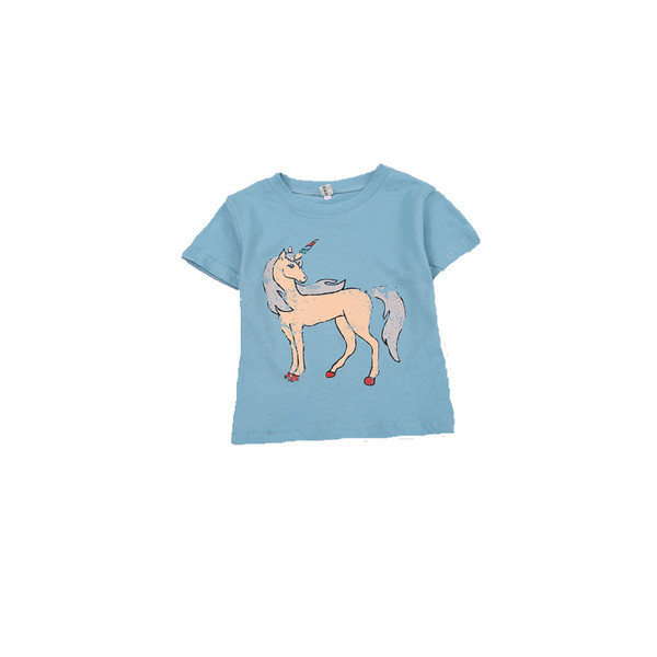 Tricou modern pentru fete pentru copii - in alb si albastru