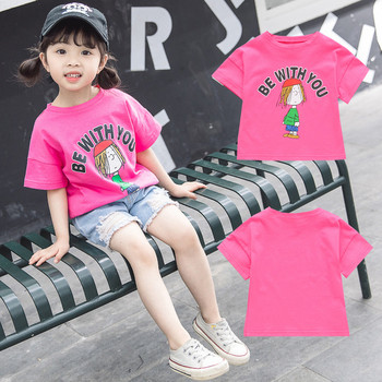 Актуална детска тениска за момичета-в бял и розов цвят 