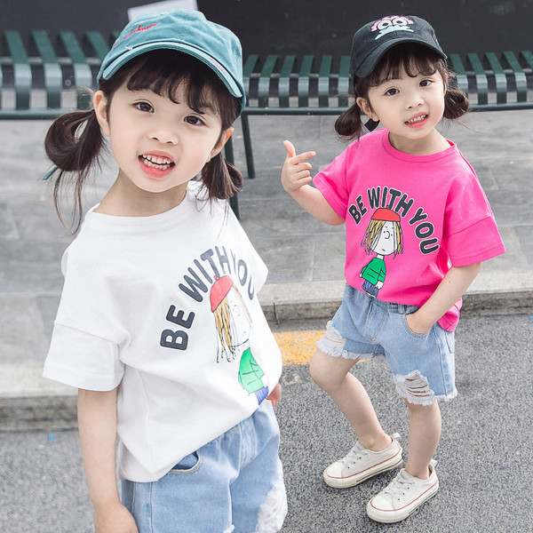 Tricou pentru copii actual pentru fete - în alb și roz