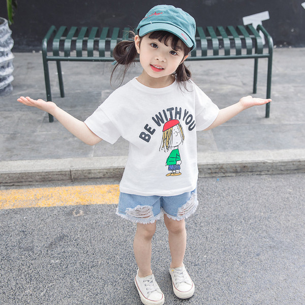 Tricou pentru copii actual pentru fete - în alb și roz