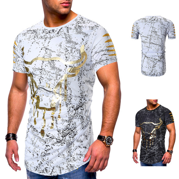 Tricou bărbătesc în două culori și aplicație taur