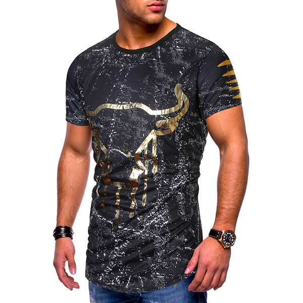 Tricou bărbătesc în două culori și aplicație taur