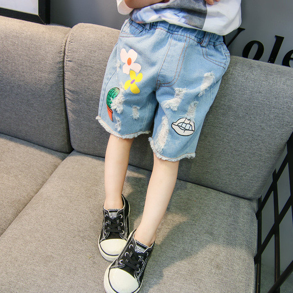 Blugi scurti pentru copii cu aplicatie-pentru fete