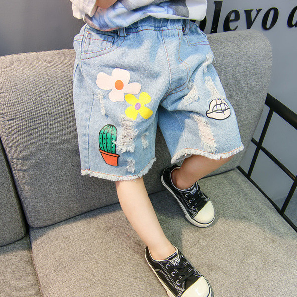 Blugi scurti pentru copii cu aplicatie-pentru fete