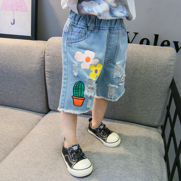 Blugi scurti pentru copii cu aplicatie-pentru fete