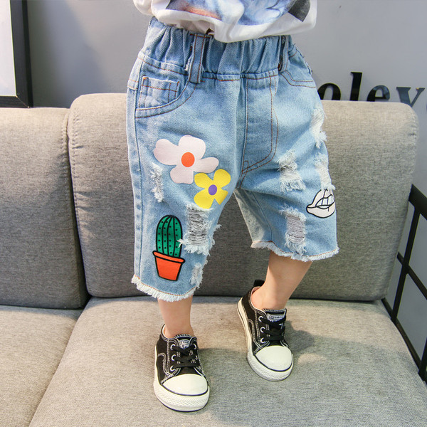 Blugi scurti pentru copii cu aplicatie-pentru fete
