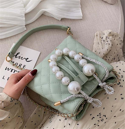 Geanta de dama eleganta cu perle din piele ecologica in mai multe culori