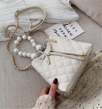 Geanta de dama eleganta cu perle din piele ecologica in mai multe culori