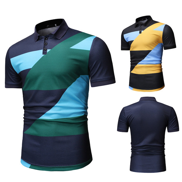 Tricou bărbătesc cu guler și mâneci scurte în două culori