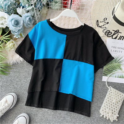 Bluză casual de damă cu mâneci scurte și decolteu O în mai multe culori