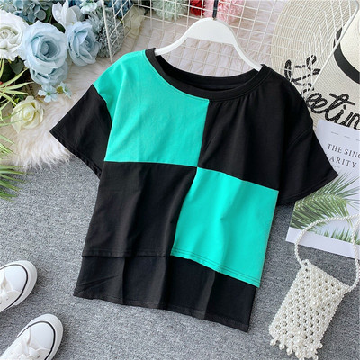 Bluză casual de damă cu mâneci scurte și decolteu O în mai multe culori