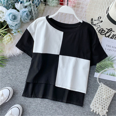 Bluză casual de damă cu mâneci scurte și decolteu O în mai multe culori