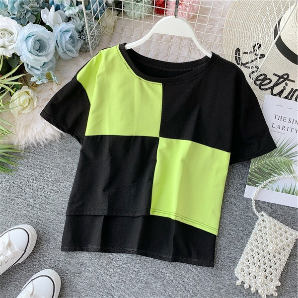 Bluză casual de damă cu mâneci scurte și decolteu O în mai multe culori