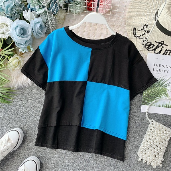 Bluză casual de damă cu mâneci scurte și decolteu O în mai multe culori