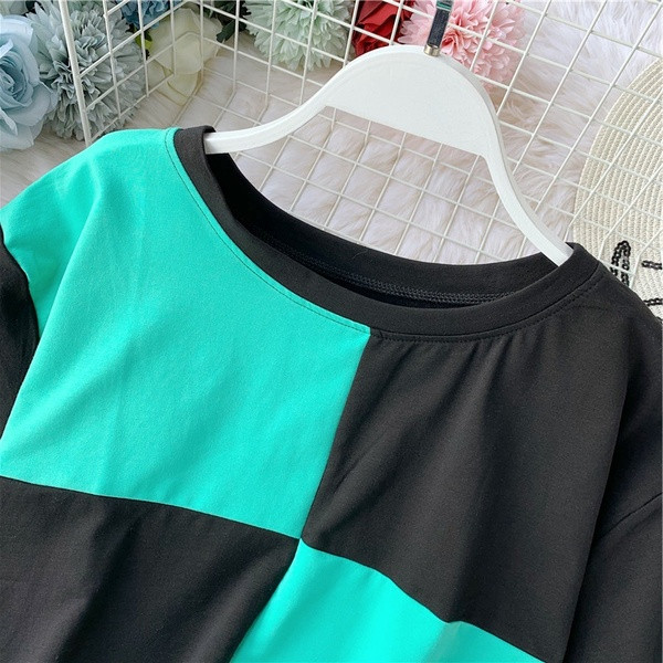 Bluză casual de damă cu mâneci scurte și decolteu O în mai multe culori