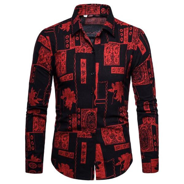 Мъжка шарена риза с дълъг ръкав в два цвята