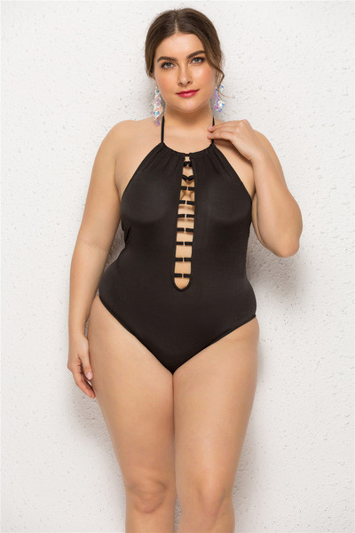 Costum de baie complet de marime mare până la 5XL în negru