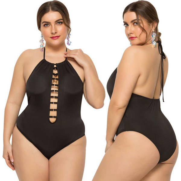 Costum de baie complet de marime mare până la 5XL în negru