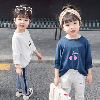 Детска модерна блуза за момичета-в бял и син цвят
