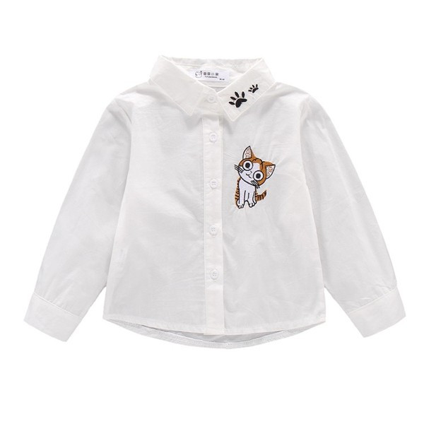 Cămașă modernă pentru fete pentru copii în alb cu broderie