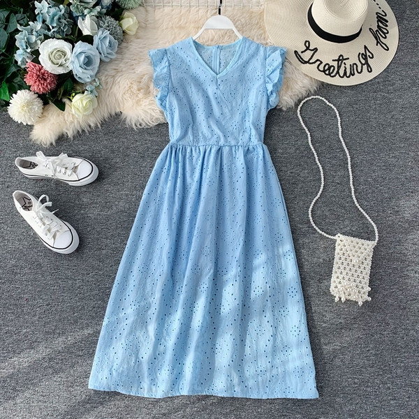 Rochie casual de dama cu maneci scurte si decolteu in V in diferite culori