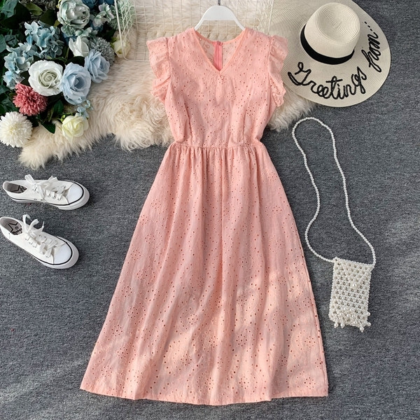 Rochie casual de dama cu maneci scurte si decolteu in V in diferite culori