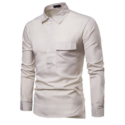 Cămașă bărbați în carouri cu mâneci lungi și guler clasic în două culori