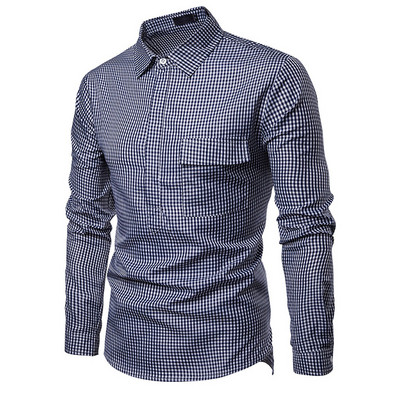 Cămașă bărbați în carouri cu mâneci lungi și guler clasic în două culori
