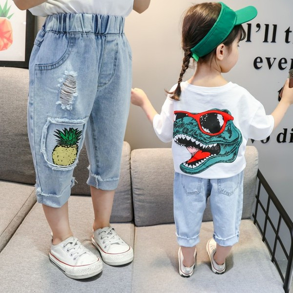 Blugi actuali pentru copii cu aplicatie-pentru fete