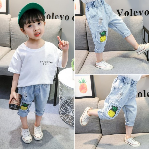 Blugi actuali pentru copii cu aplicatie-pentru fete