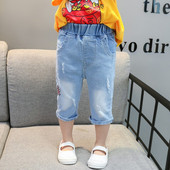 Blugi moderni pentru copii cu broderie si buzunare pentru fete