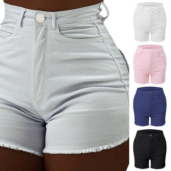 Pantaloni scurți casual din denim cu talie înaltă în mai multe culori