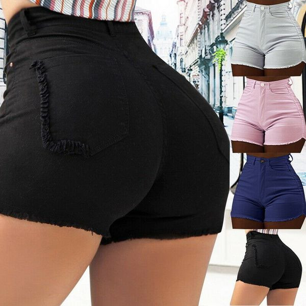 Pantaloni scurți casual din denim cu talie înaltă în mai multe culori