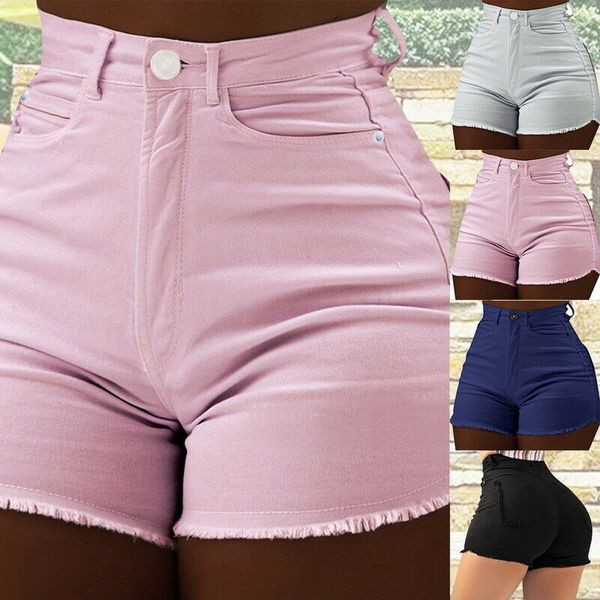 Pantaloni scurți casual din denim cu talie înaltă în mai multe culori