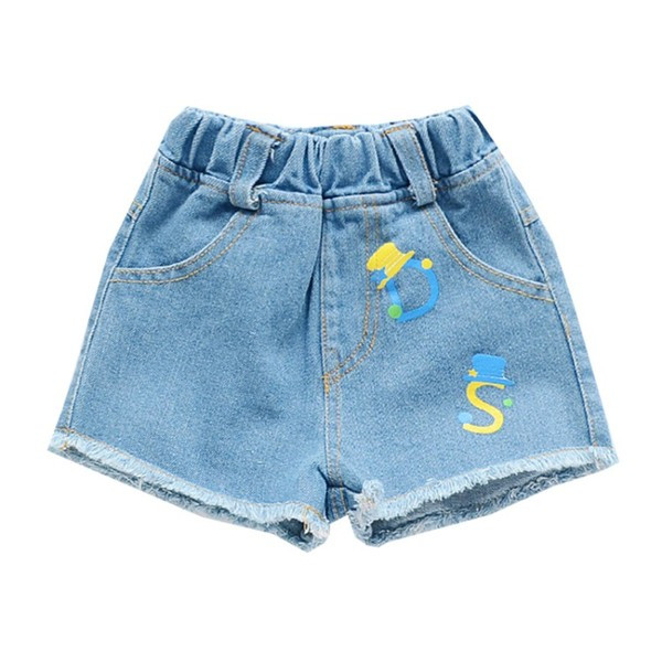Blugi scurti pentru copii in albastru cu broderie-pentru fete