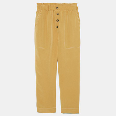 Pantaloni largi de dama cu talie inalta cu elastic si buzunare in trei culori